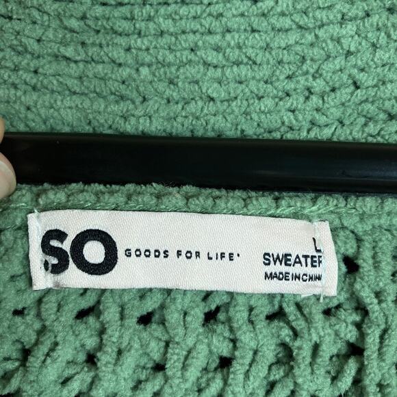 Sonoma Womens Sweater Green Knit Cardigan Open Front Large - Picture 6 of 12